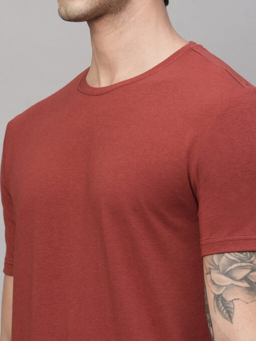 Men's Red Cotton Bamboo Elastane Regular Fit Tshirt - Image 8