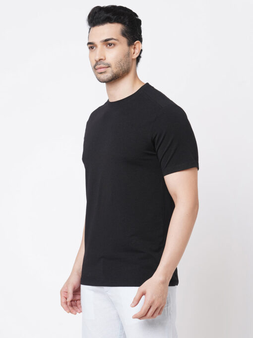 Men's Black Cotton Bamboo Elastane Regular Fit Tshirt - Image 3