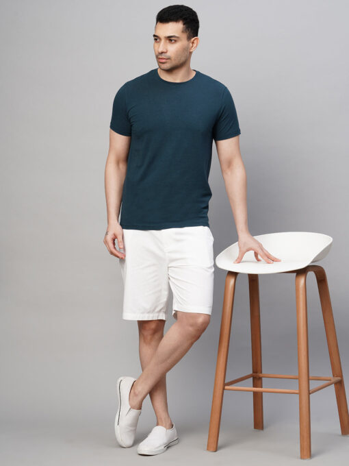 Men's Navy Cotton Bamboo Elastane Regular Fit Tshirt