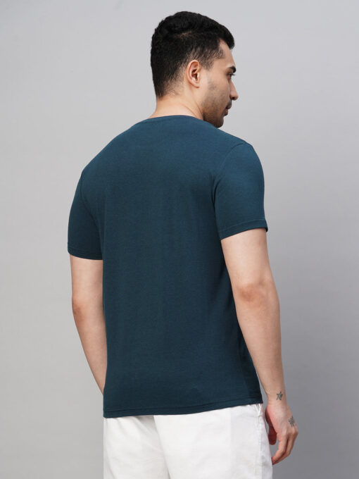 Men's Navy Cotton Bamboo Elastane Regular Fit Tshirt - Image 5