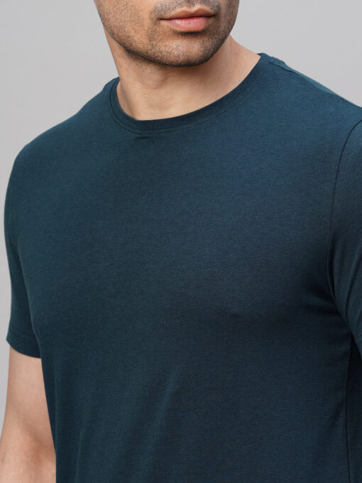 Men's Navy Cotton Bamboo Elastane Regular Fit Tshirt - Image 7