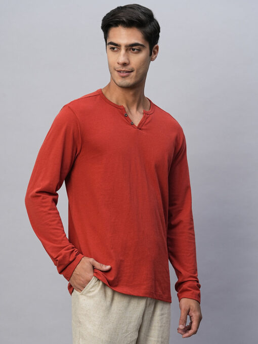 Men's Brick Cotton Regular Fit Tshirts - Image 3