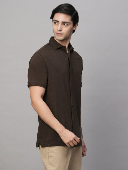 Men's Brown Cotton Regular Fit Tshirts - Image 5