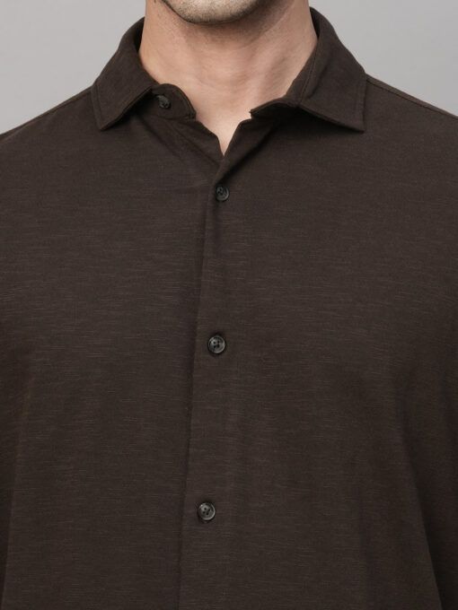 Men's Brown Cotton Regular Fit Tshirts - Image 7