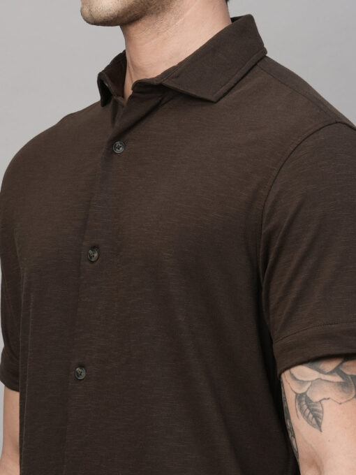 Men's Brown Cotton Regular Fit Tshirts - Image 8