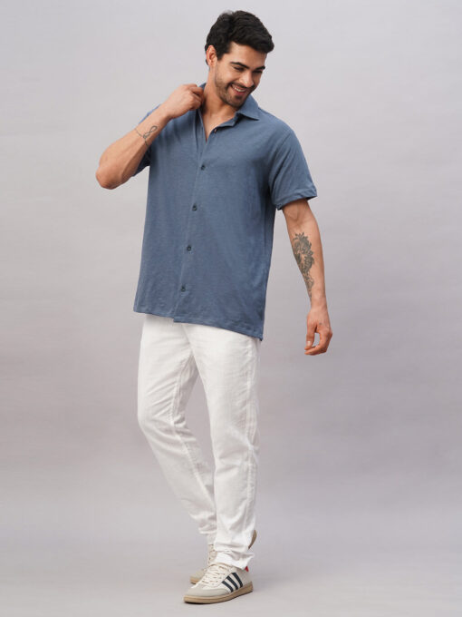 Men's Blue Cotton Regular Fit Tshirt