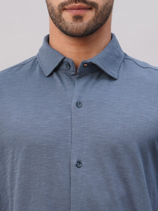 Men's Blue Cotton Regular Fit Tshirt - Image 6