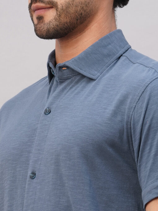 Men's Blue Cotton Regular Fit Tshirt - Image 7