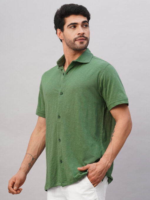 Men's Green Cotton Regular Fit Tshirt - Image 3