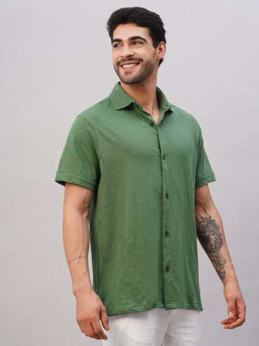 Men's Green Cotton Regular Fit Tshirt - Image 4