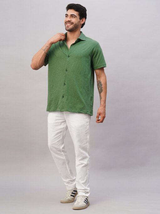 Men's Green Cotton Regular Fit Tshirt