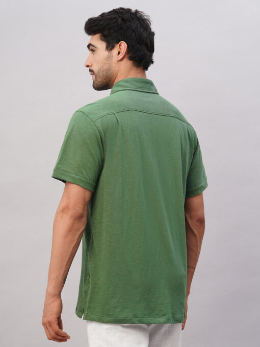 Men's Green Cotton Regular Fit Tshirt - Image 5