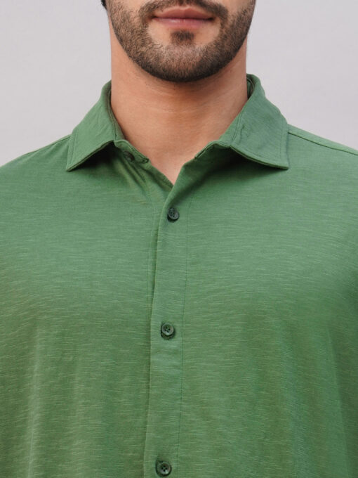 Men's Green Cotton Regular Fit Tshirt - Image 6