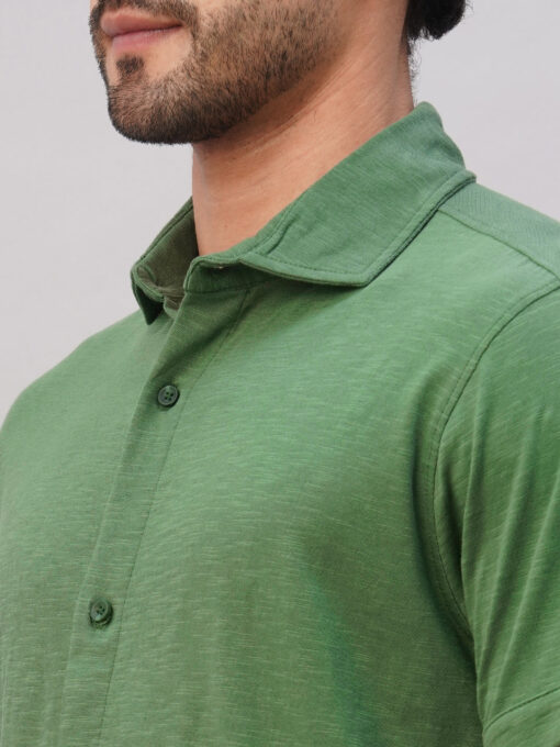 Men's Green Cotton Regular Fit Tshirt - Image 7