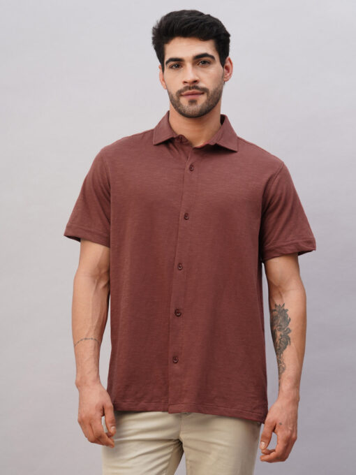 Men's Rust Cotton Regular Fit Tshirt - Image 2