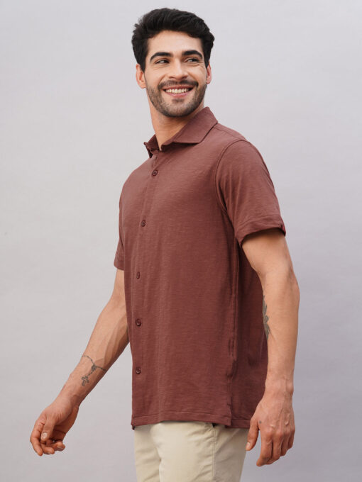 Men's Rust Cotton Regular Fit Tshirt - Image 3