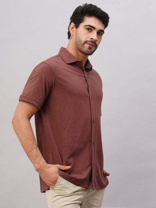 Men's Rust Cotton Regular Fit Tshirt - Image 4