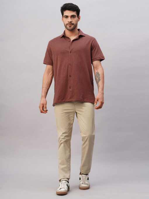 Men's Rust Cotton Regular Fit Tshirt