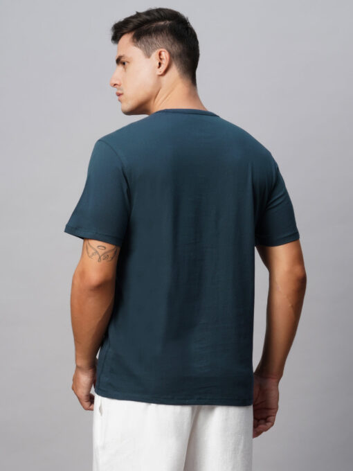 Men's Cotton Blue Regular Fit Tshirt - Image 5