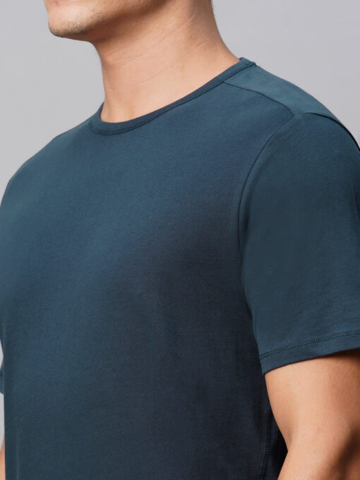 Men's Cotton Blue Regular Fit Tshirt - Image 7