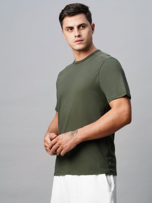 Men's Cotton Green Regular Fit Tshirt - Image 3