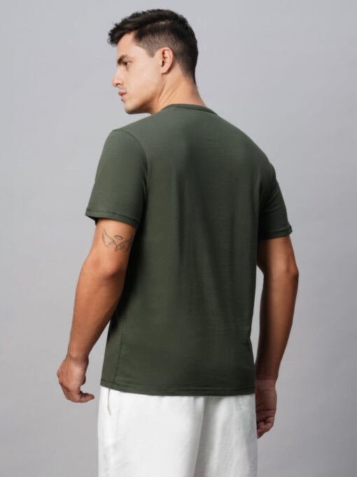 Men's Cotton Green Regular Fit Tshirt - Image 5