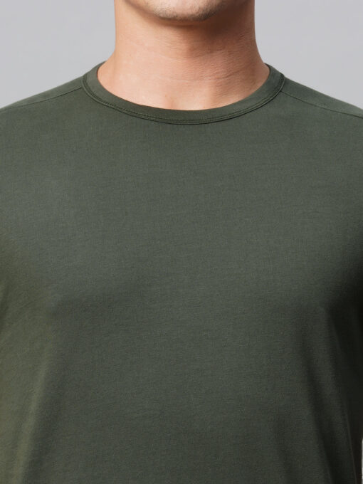 Men's Cotton Green Regular Fit Tshirt - Image 6