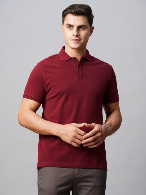 Men's Polo 100% Cotton Dark Red Regular Fit - Image 2