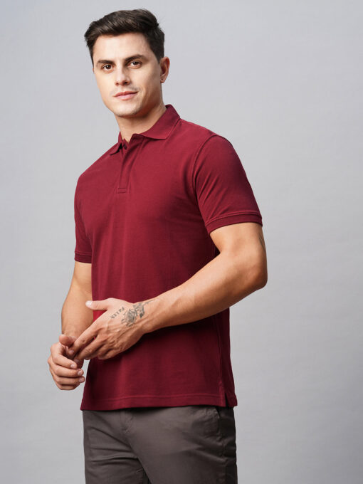 Men's Polo 100% Cotton Dark Red Regular Fit - Image 3