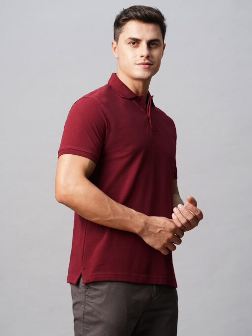 Men's Polo 100% Cotton Dark Red Regular Fit - Image 4