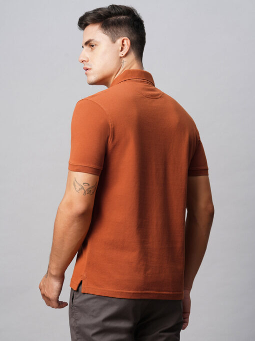 Men's Cotton Rust Regular Fit Tshirt - Image 5