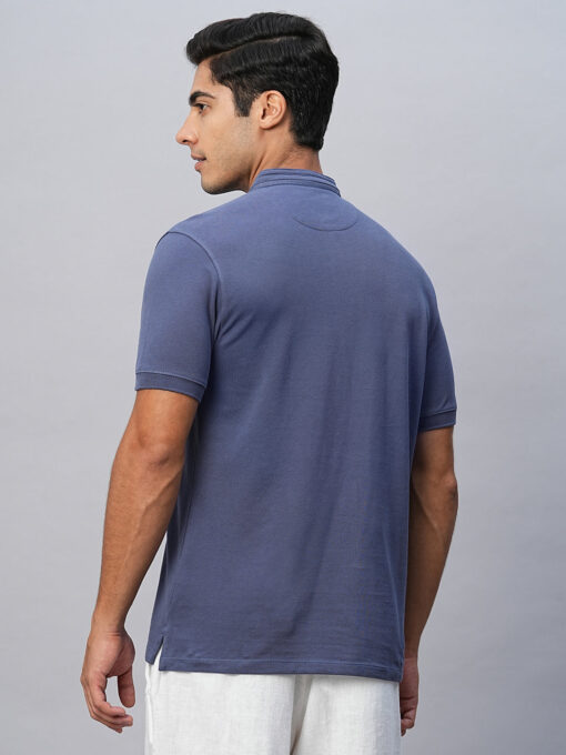 Men's Blue Cotton Regular Fit Tshirts - Image 5