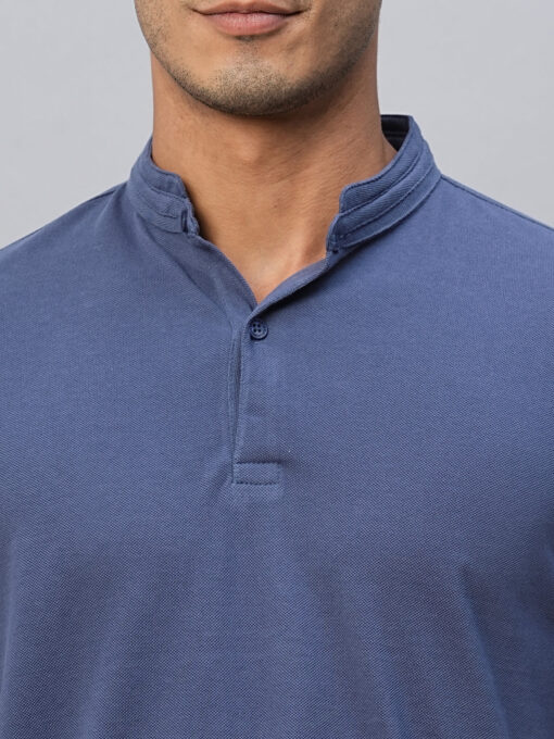 Men's Blue Cotton Regular Fit Tshirts - Image 6