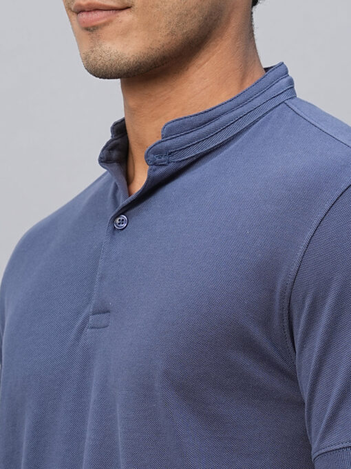 Men's Blue Cotton Regular Fit Tshirts - Image 7