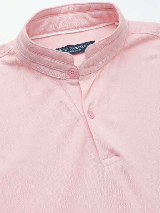 Men's Pink Cotton Regular Fit Tshirts - Image 8