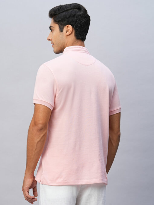 Men's Pink Cotton Regular Fit Tshirts - Image 5