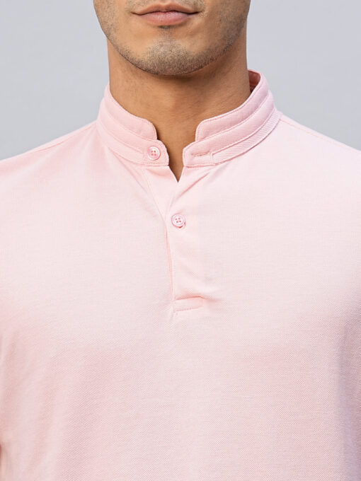 Men's Pink Cotton Regular Fit Tshirts - Image 6