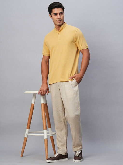 Men's Yellow Cotton Regular Fit Tshirts - Image 2