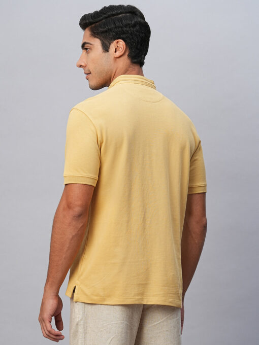 Men's Yellow Cotton Regular Fit Tshirts - Image 6