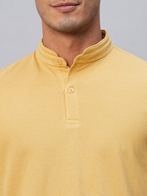 Men's Yellow Cotton Regular Fit Tshirts - Image 7