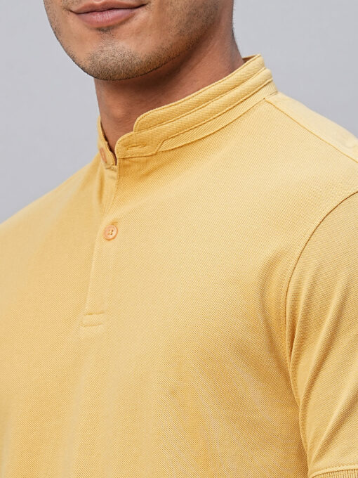 Men's Yellow Cotton Regular Fit Tshirts - Image 8