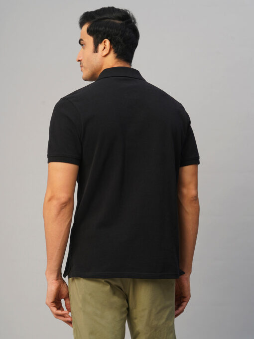 Men's Black Cotton Regular Fit Tshirt - Image 5