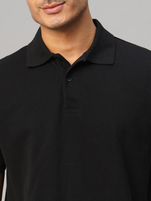 Men's Black Cotton Regular Fit Tshirt - Image 6