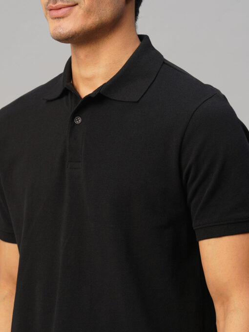 Men's Black Cotton Regular Fit Tshirt - Image 7