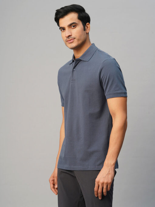 Men's Blue Cotton Regular Fit Tshirt - Image 3