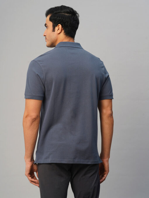 Men's Blue Cotton Regular Fit Tshirt - Image 5