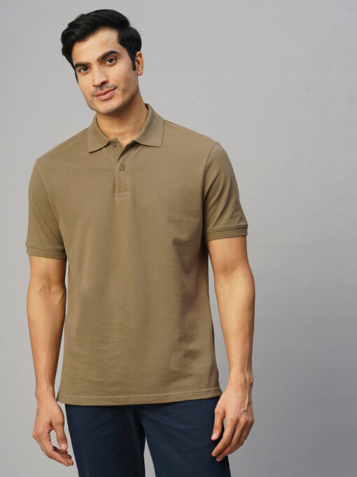 Men's Brown Cotton Regular Fit Tshirt - Image 2