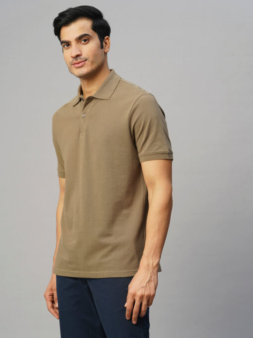 Men's Brown Cotton Regular Fit Tshirt - Image 3