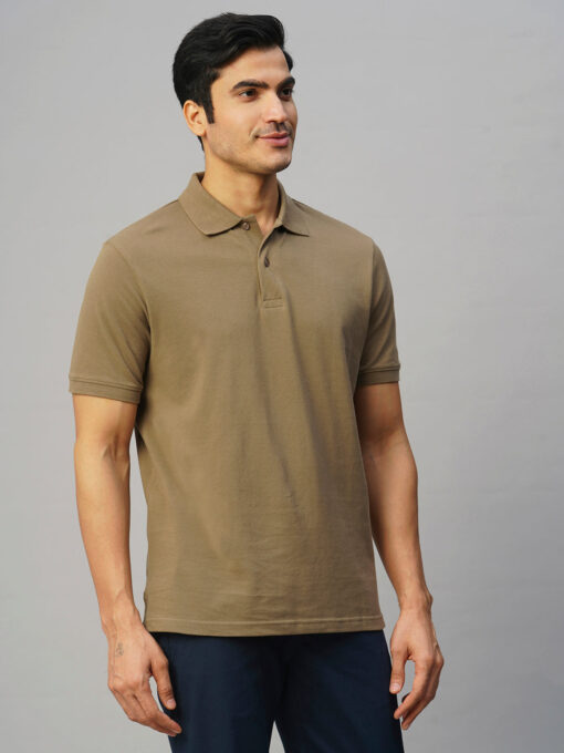 Men's Brown Cotton Regular Fit Tshirt - Image 4