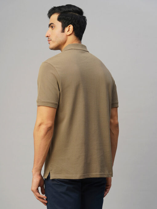 Men's Brown Cotton Regular Fit Tshirt - Image 5